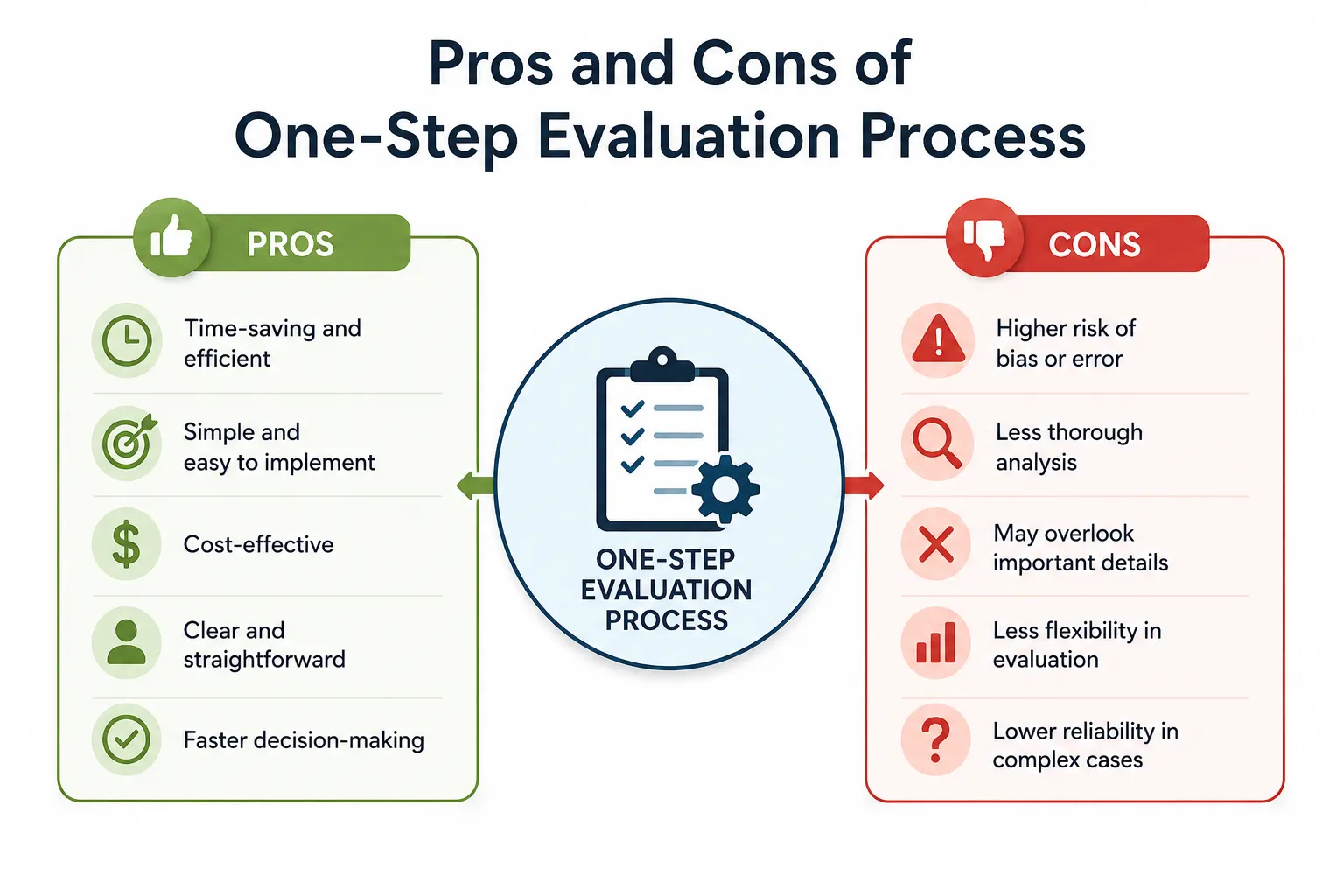 Pros and Cons of One-Step Evaluation Process