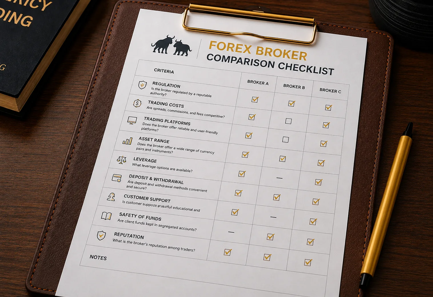 Forex Broker Comparison Checklist