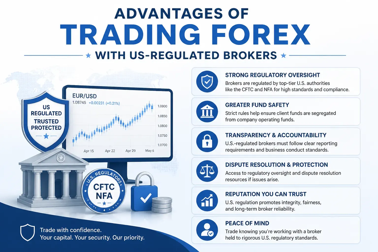 Advantages of Trading Forex with US-Regulated Brokers